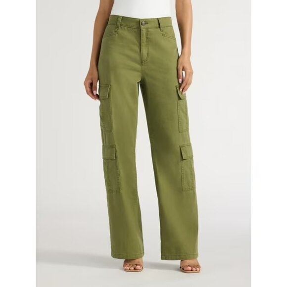 sofia by sofia vergara Pants - Relaxed Straight Super High-Rise Cargo Pants, Olive